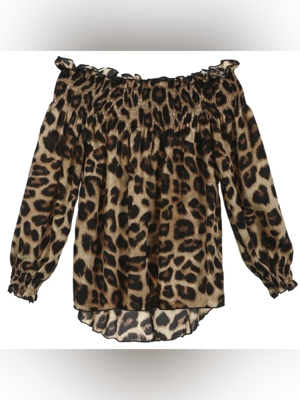 Leopard Print Off-Shoulder Blouse